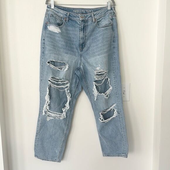 American Eagle distressed Straight Leg Jeans 14 Short - Picture 1 of 6